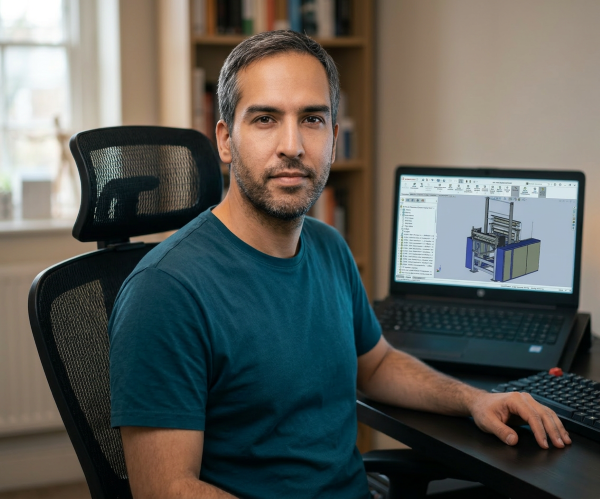 مهندس در حال طراحی CAD